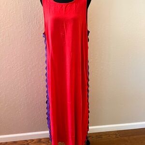 Colorful Red Resort‎ Maxi Dress with Asymmetrical Slit